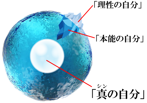 「理性の自分」「本能の自分」「真の自分」の図
